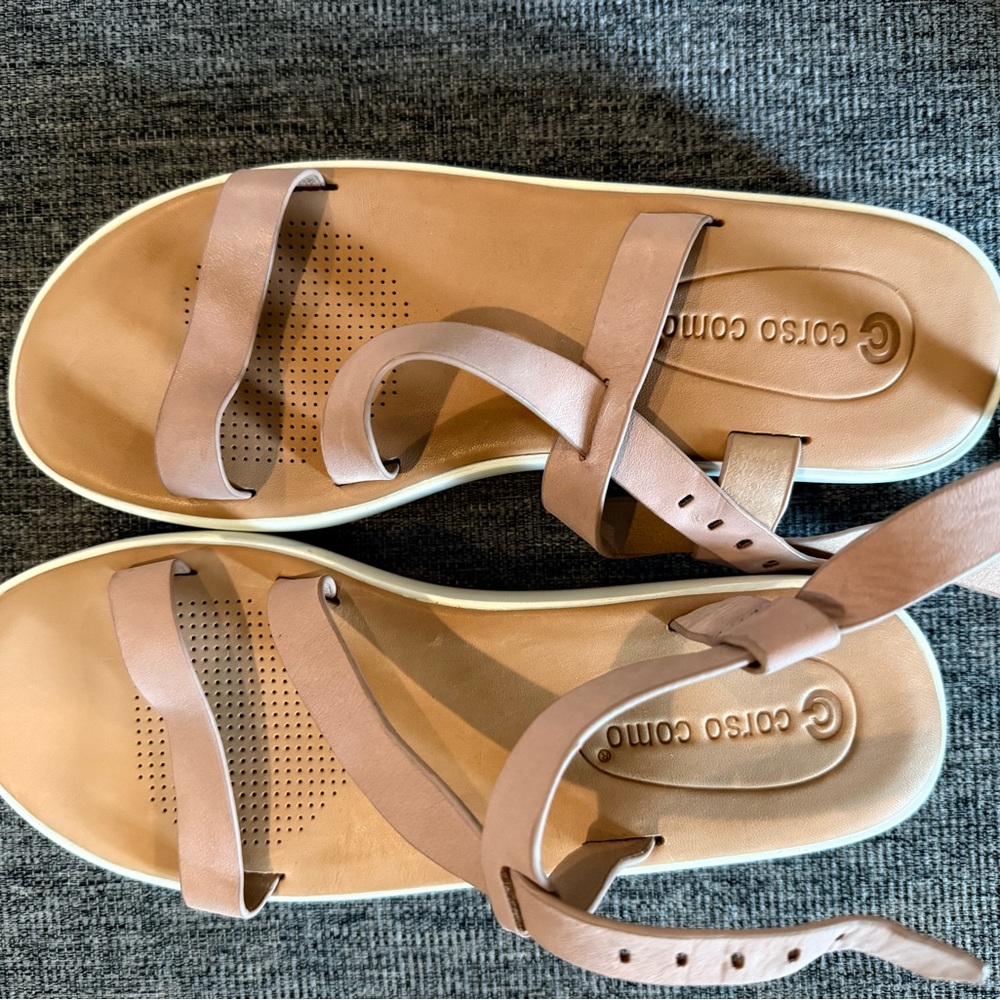 Corso Como Tan Comfort Sandals with Adjustable Straps